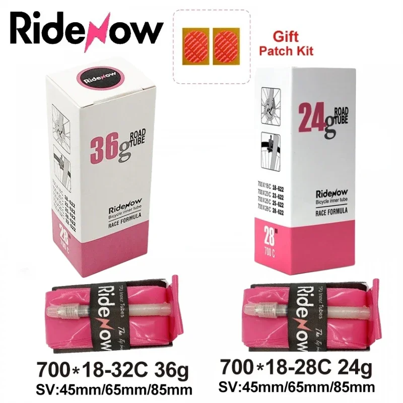 Ridenow Camera d'aria per bicicletta 700C X 18 25 28 32 MTB Bicicletta TPU Pneumatico Valvola francese Lunghezza 45/65/85mm 28 ''Camera d'aria super leggera