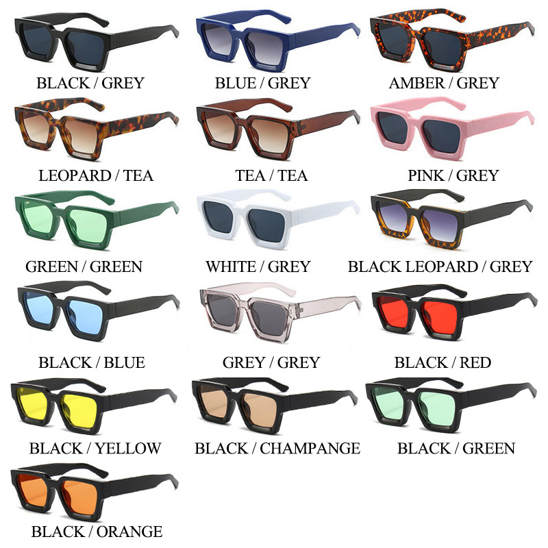 SHAUNA Ins Beliebte Damen Quadratische Sonnenbrille Retro Herren Getönte Farbtöne UV400