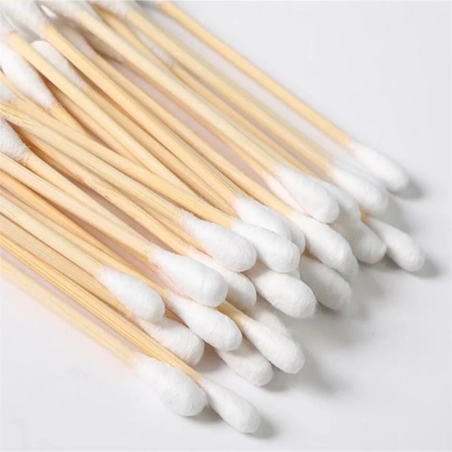 300/500/1000 Uds hisopo de algodón de doble cabeza maquillaje de mujer punta de bastoncillos de algodón para palos de madera limpieza de nariz y oídos herramientas de cuidado de la salud