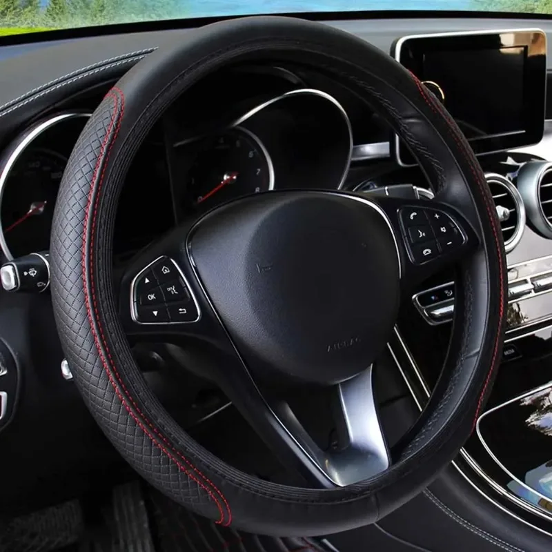 Housse de volant de voiture universelle antidérapante, en cuir gaufré, accessoires de style de voiture