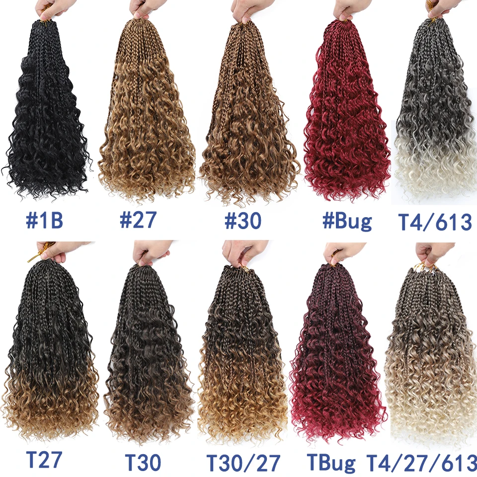 1–6 Packungen Ombre Box Braids Häkelzöpfe Lockige Enden 1B 30 27 613 Bug 10 Farben Goddess Box Braids Häkelhaar 16 Stränge/Packung