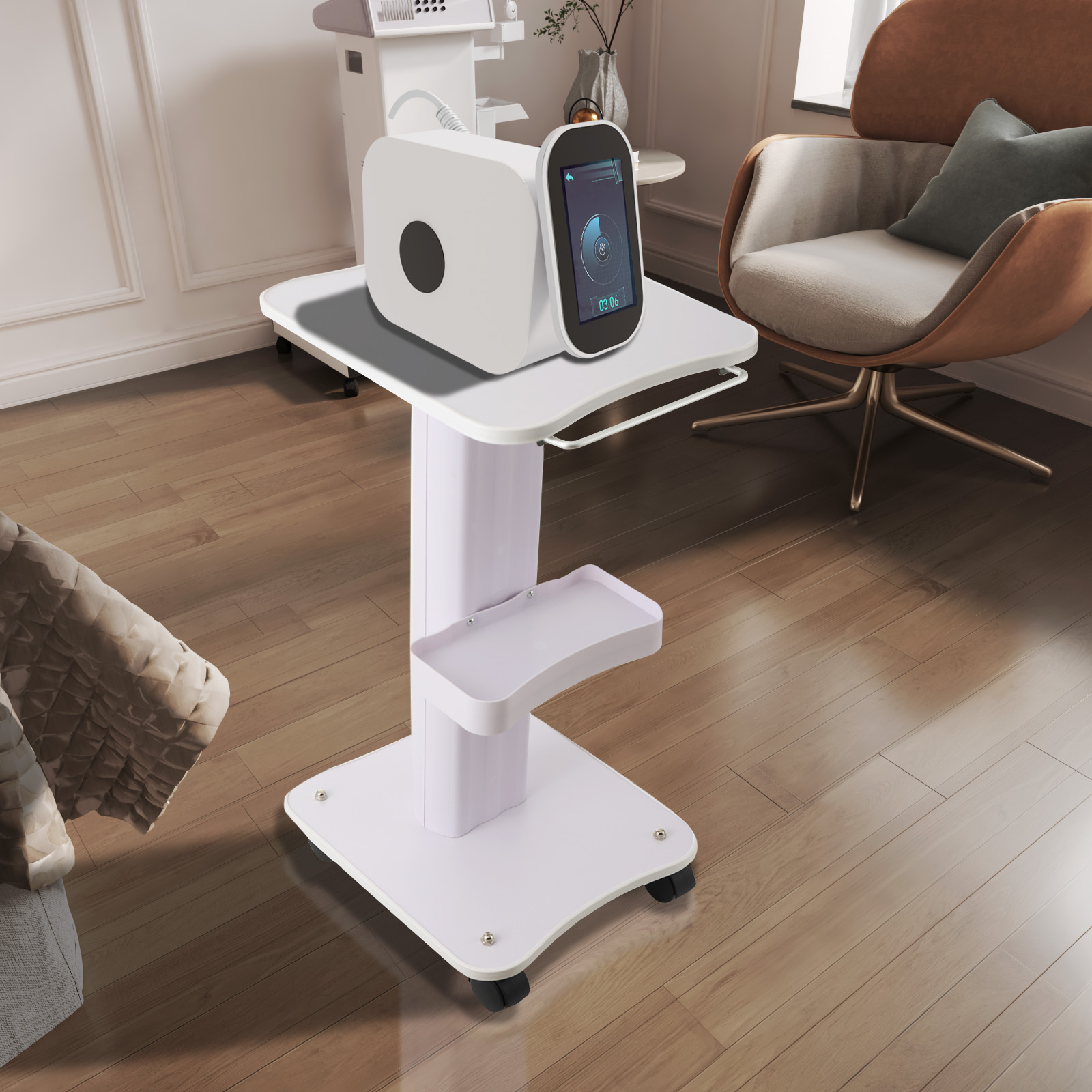 Beauty Rollwagen, Salonwagen, multifunktionaler Beauty-Wagen mit 2-stufigem Ablagefach, Spa-Zubehör, Werkzeugwagen