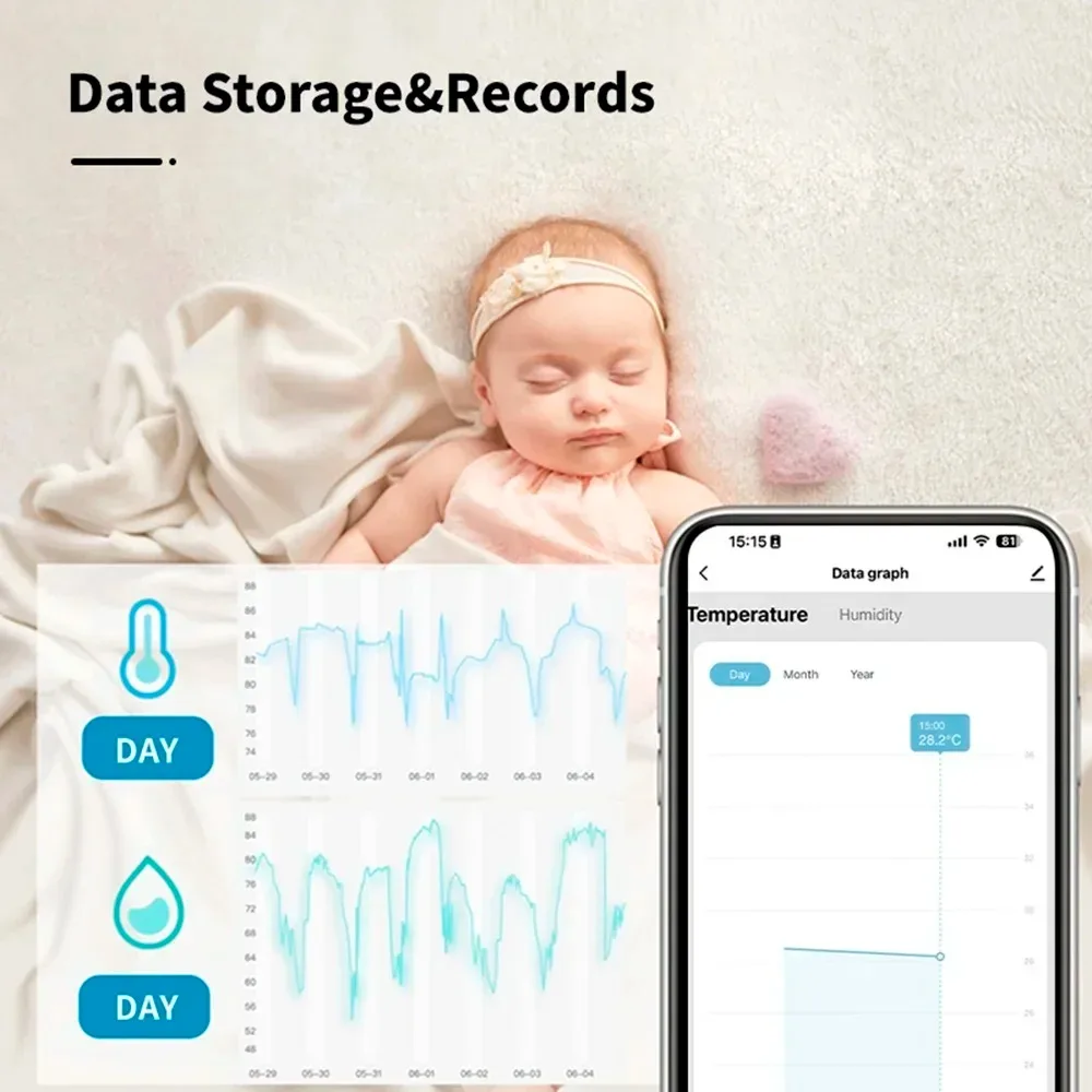 Sensor de temperatura y humedad en tiempo Real Tuya ZigBee, funciona con Alexa, Google Home, Smart Life/Tuya Smart App Control