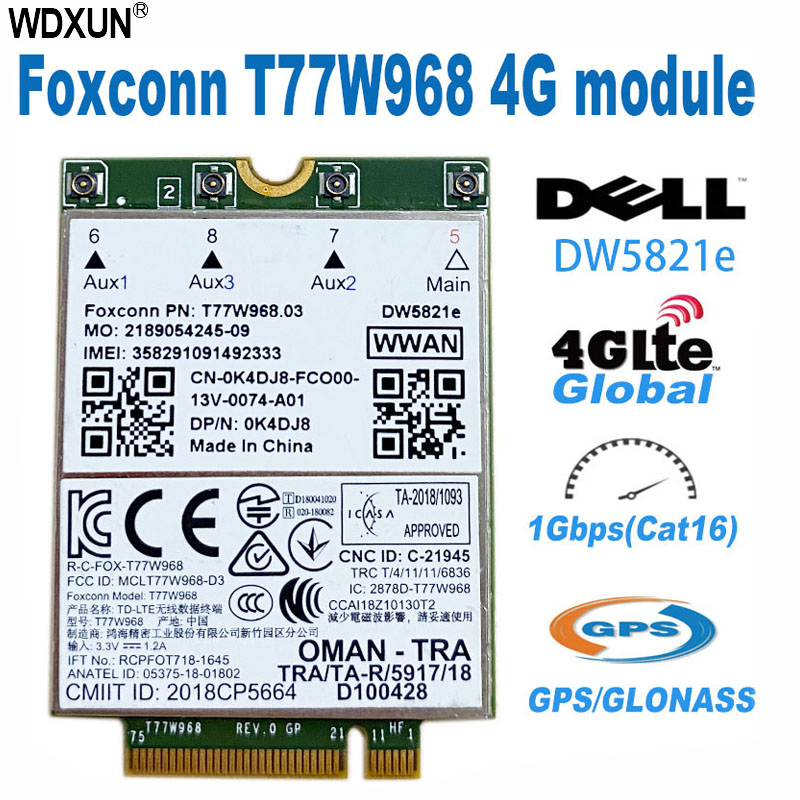 Módulo 4G LTE T77W968 DW5821e X20 LTE Cat16, FDD-LTE de 1Gbps, TDD-LTE, para portátil Dell 5420, 5424, 7424, 7400, T77W968