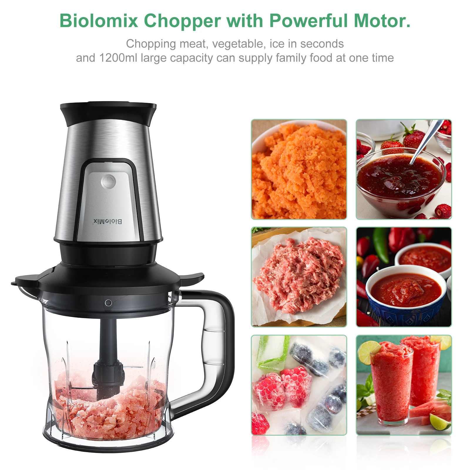 BioloMix-procesador de alimentos multifuncional 3 en 1, exprimidor portátil de 700W, batidora Personal, picadora de alimentos y picadora seca