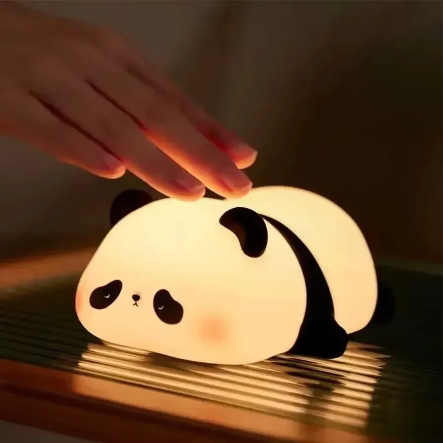 Simpatico animale giraffa panda silicone luce notturna timer lampada da tappatura lampada da notte ricaricabile per bambini ragazzi regalo di compleanno arredamento della camera