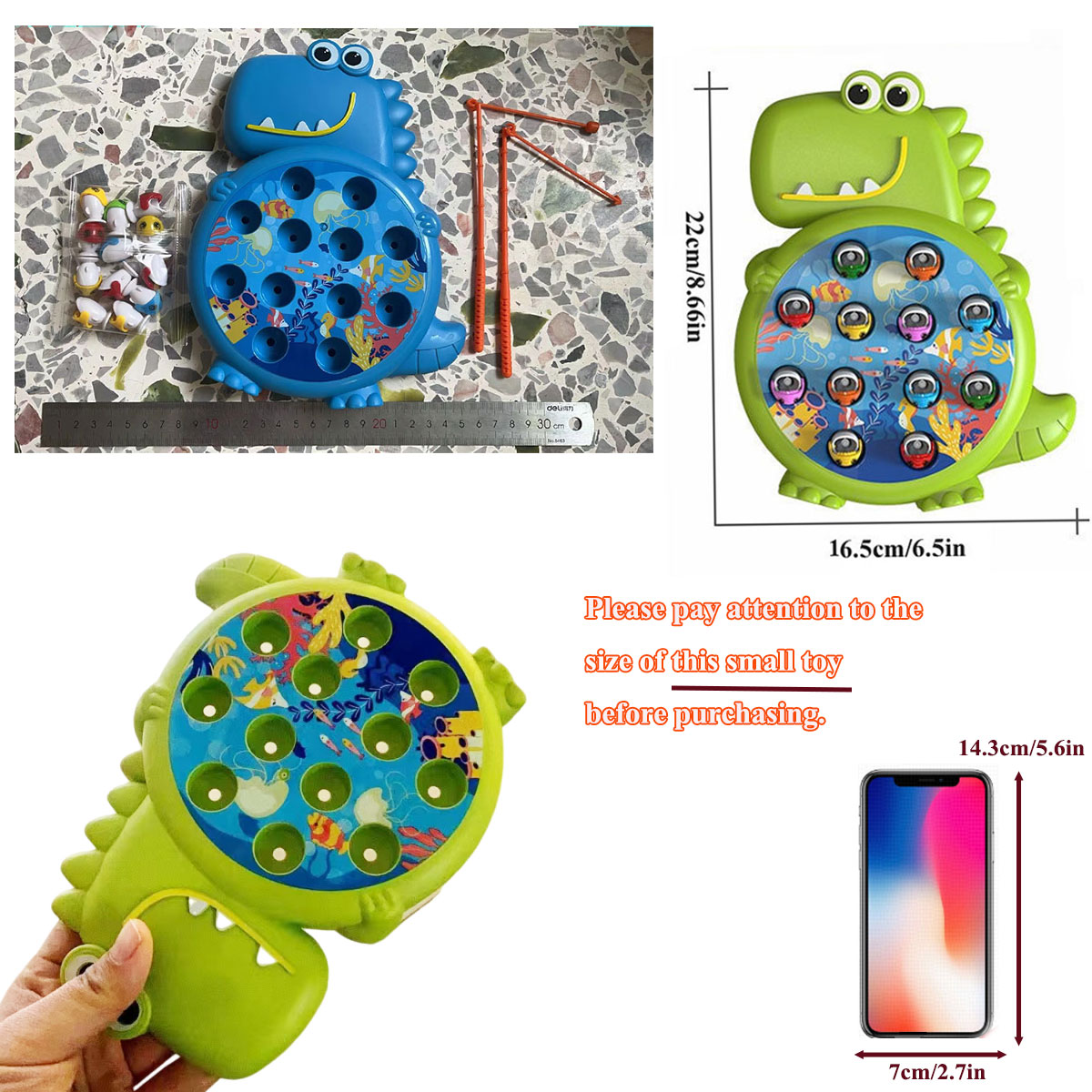 Juguetes de pesca magnéticos simples de dinosaurio, juego de caña de juego, juguetes para niños, bebés Montessori con caña, regalo educativo sin rotación