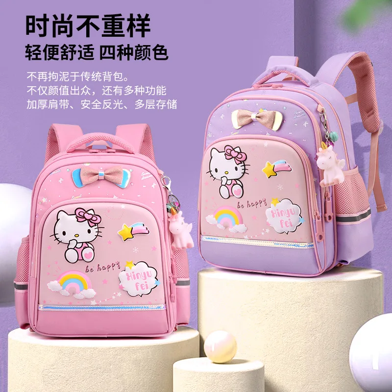 Sanrio Neue Hello Kitty Student Schultasche Niedlicher Cartoon Große Kapazität Kinder Leichter Doppelschulterrucksack
