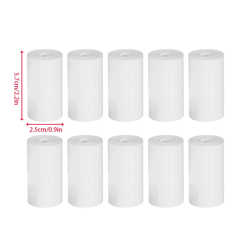 Papier d'impression thermique en pâte de bois pour appareil photo pour enfants, impression instantanée pour enfants, accessoires de remplacement, pièces blanches, 10 rouleaux