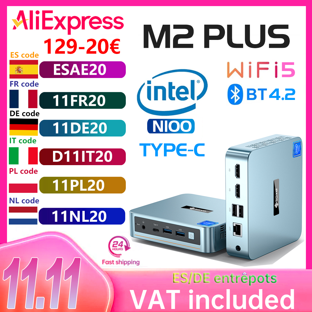 SOYO M2 PLUS V1 Mini PC Intel Alder Lake N100 Windows 11 Pro Mini PC 16GB DDR4 512GB PCIe M.2 SSD WiFi 5 BT4.2 Computer desktop