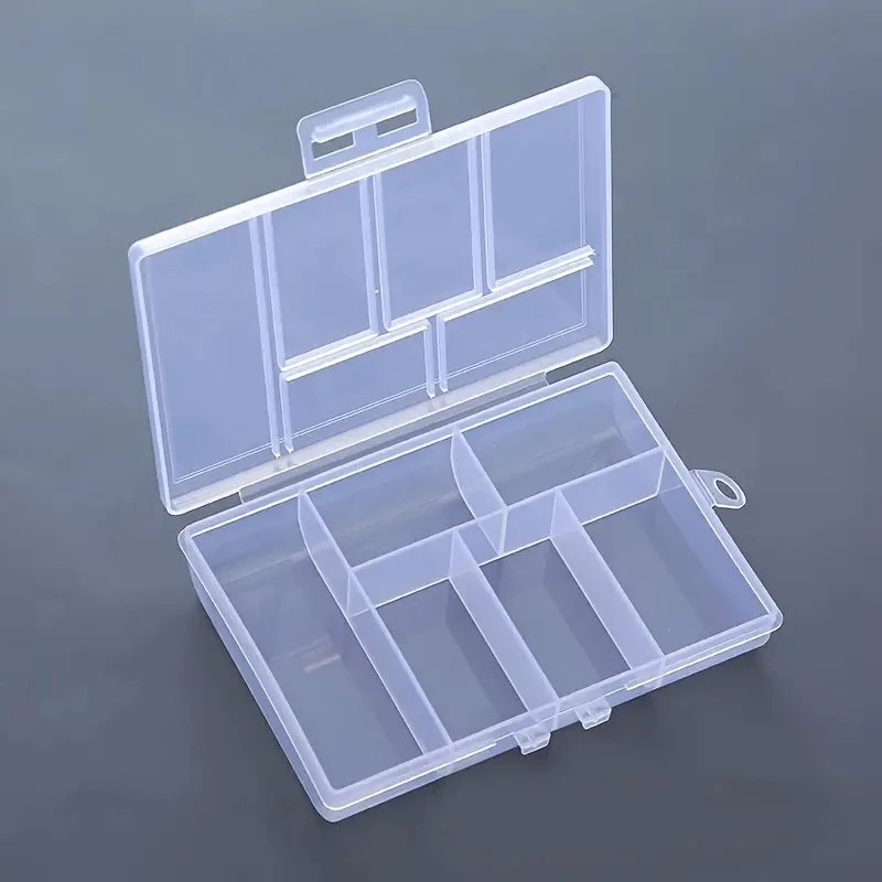 Caja de almacenamiento de joyería, caja de almacenamiento transparente de doble hebilla para pendientes y anillos, organizador de almacenamiento de accesorios para taladro de uñas
