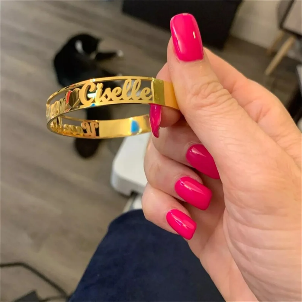 Customized Name Bracelet for Women Personalized Custom Bangles Girl Stainless Steel Silver Chrismas Jewelry Gift pulseras mujer