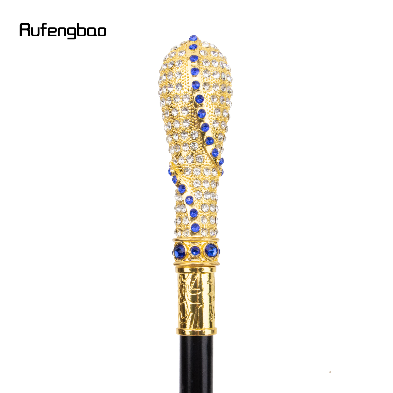 Bastão de diamante artificial azul dourado, Bastão decorativo do partido vintage, Crosier elegante do Dia das Bruxas, 93cm