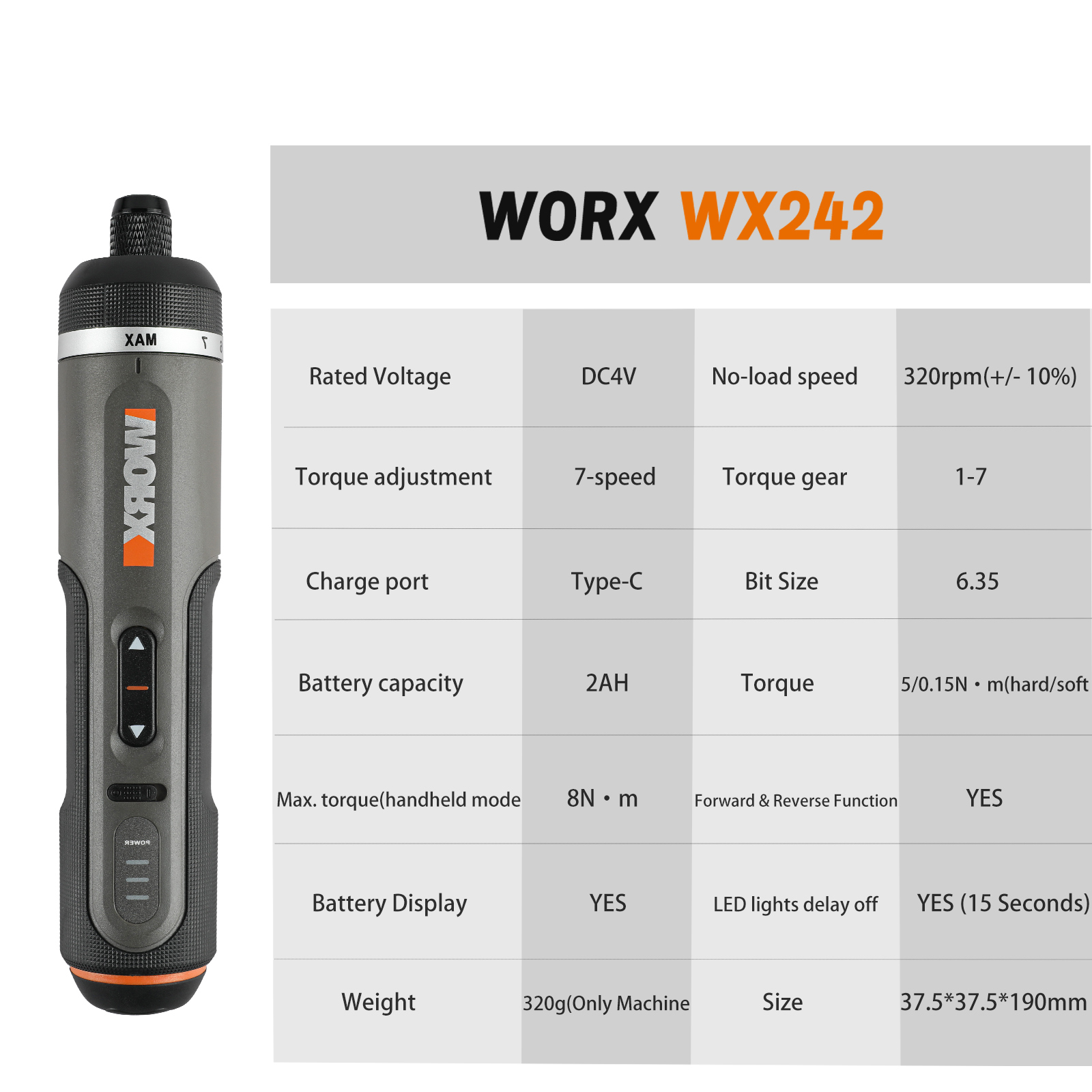 Worx 4V jeu de tournevis électrique tournevis électrique Portable Mini perceuse réparation à domicile outil électrique WX242