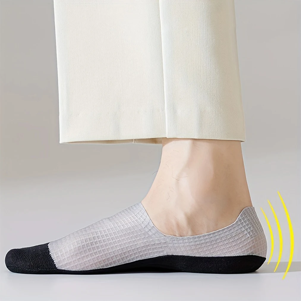 3 pary męskich niewidocznych skarpetek cienkie oddychające wygodne wysokiej jakości wzór waflowy skarpety w łódkę pochłaniające pot Casual Mesh Sox