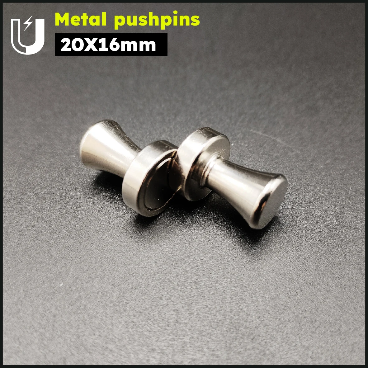Metallic neodymium magnetic push pin - Powerful refrigerator and whiteboard magnet for offices, kitchens and maps