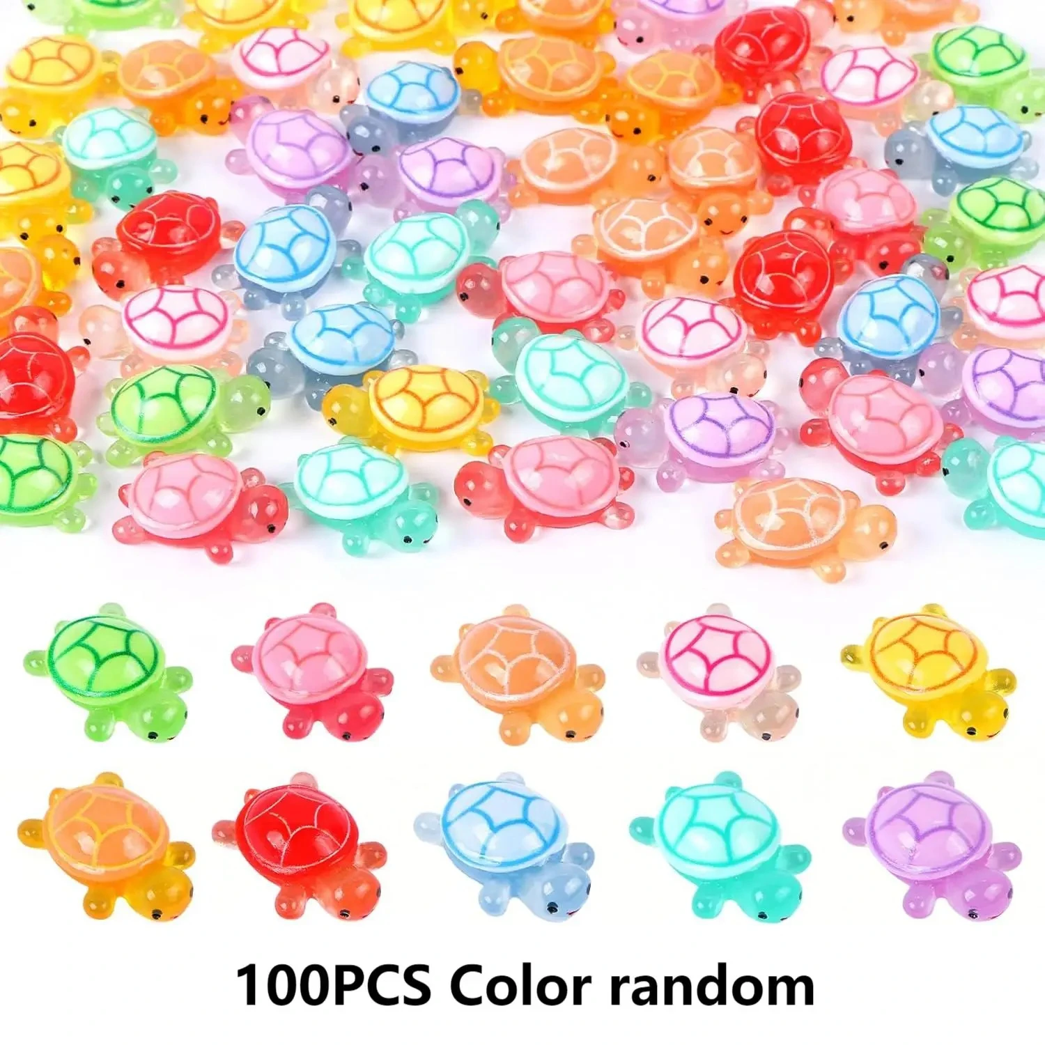 50/100 ชิ้น Mini Luminous เต่าแปดสีตกแต่งลูกปัดตกแต่ง DIY อุปกรณ์เสริมเรซิ่นอุปกรณ์เสริมทําด้วยมือ DIY ตกแต่ง