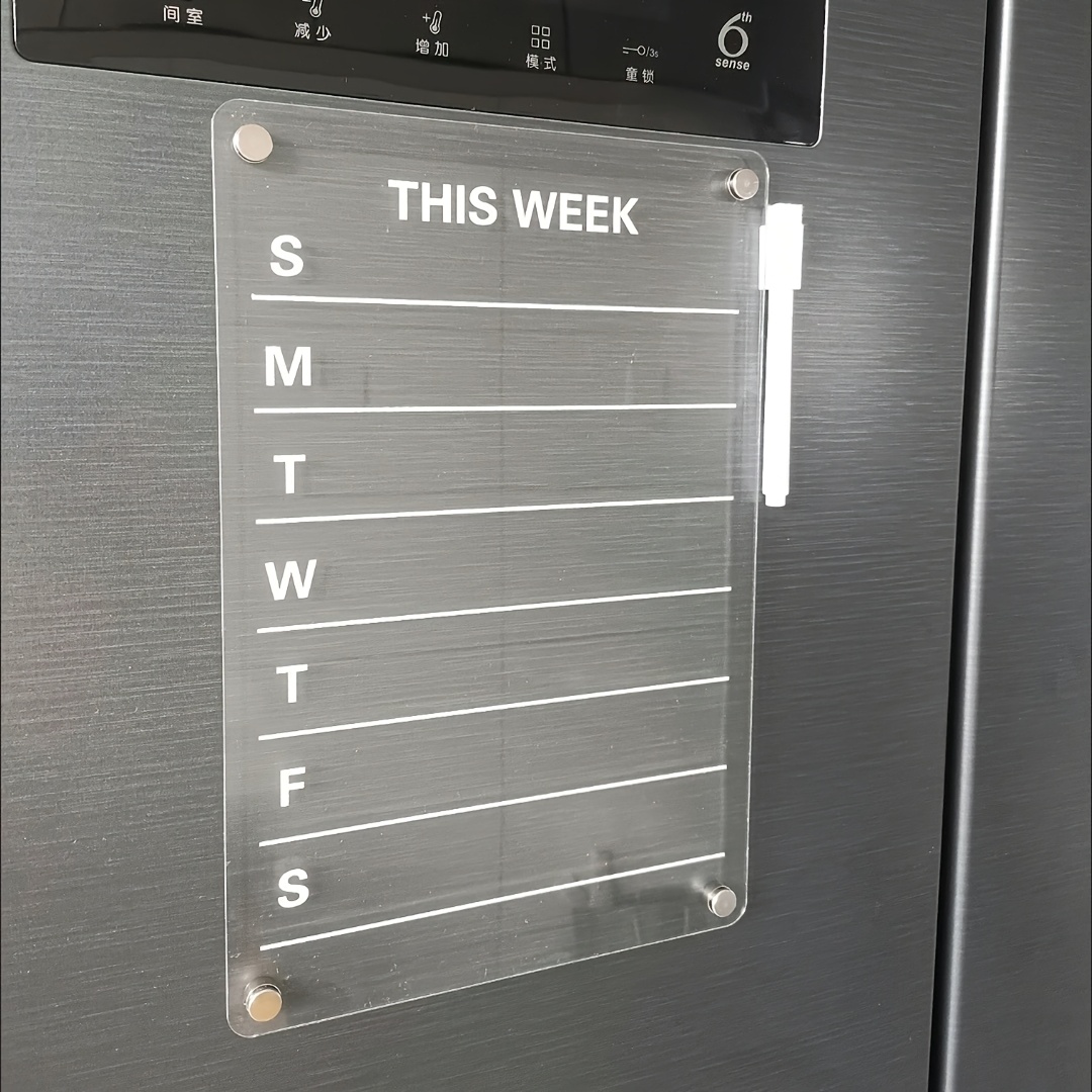 Acrylic Magnetic Monthly Calendar Whiteboard for Refrigerator - Clear Dry Erase Planning Board