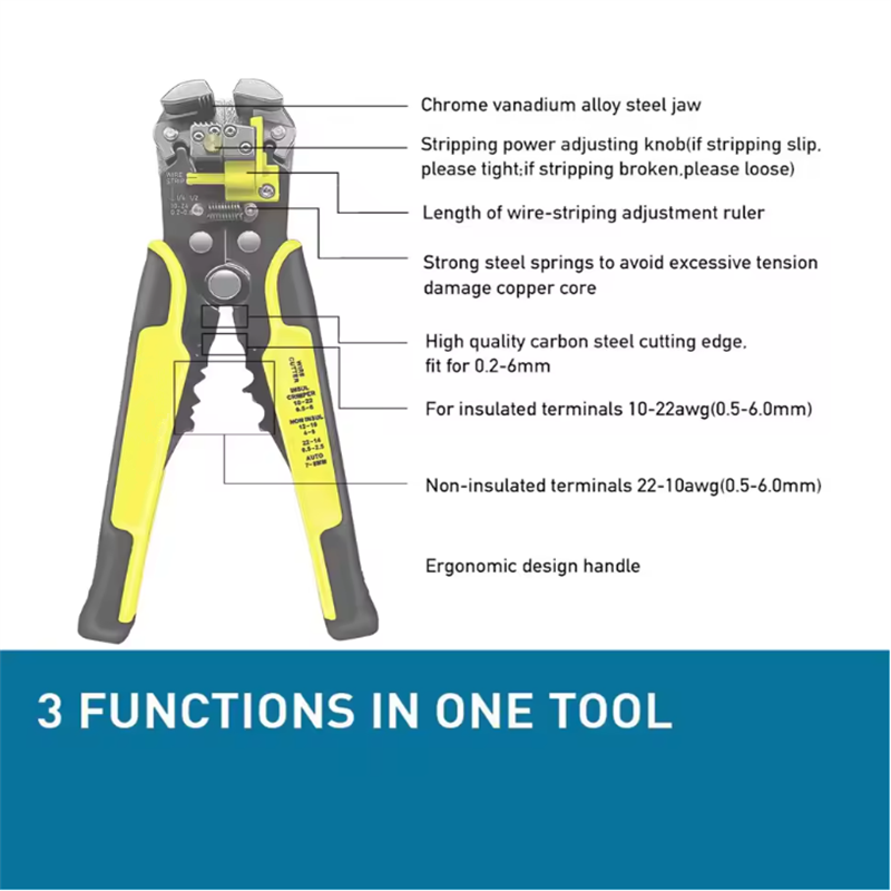 Pinza spelafili per cavi per elettricisti professionali Pinza spelafili per cavi Pinza spelafili automatica