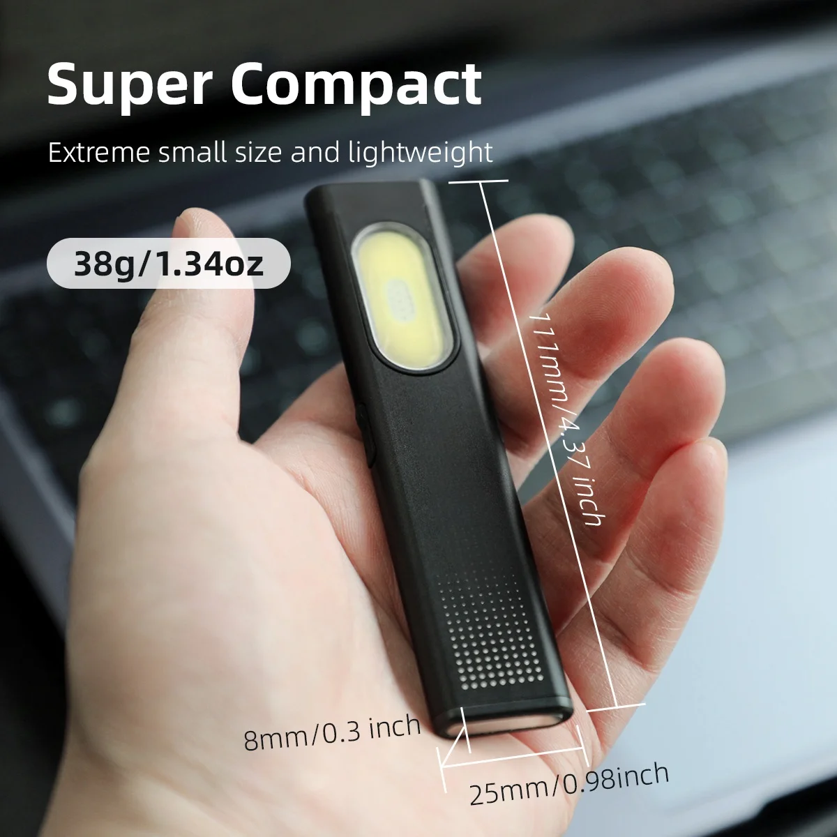LED-sleutelhangerzaklamp USB C Oplaadbaar 600Lm Mini-zaklamp Draagbare werklamp met magneet Waterdichte zaklantaarn