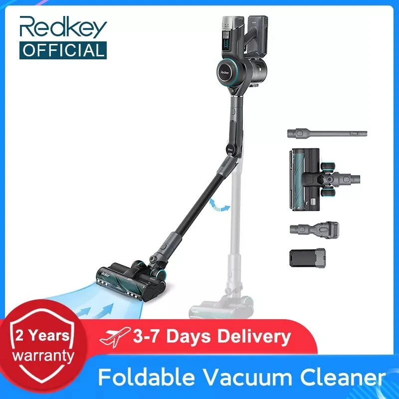 Redkey F10 Akku-Staubsauger, kabellos, faltbar, tragbar, 400 W, 23 kPa, 0,6 l, Staubbecher, 60 Min