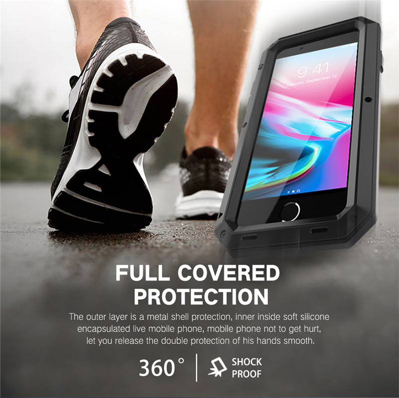 Funda protectora Armor resistente para iPhone 7 8 Plus XR X Xs 11 12 13 Pro Max 14 15 Plus SE SE2 360 cubierta de tanque de Metal a prueba de golpes