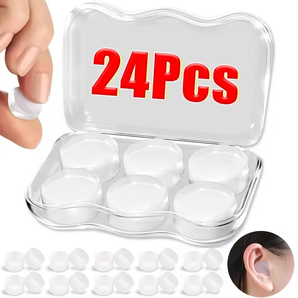 Tapones para los oídos de silicona suave, tapones para los oídos de cera, tapones para los oídos de Gel reutilizables con cancelación de ruido, auriculares impermeables para dormir, volar y nadar