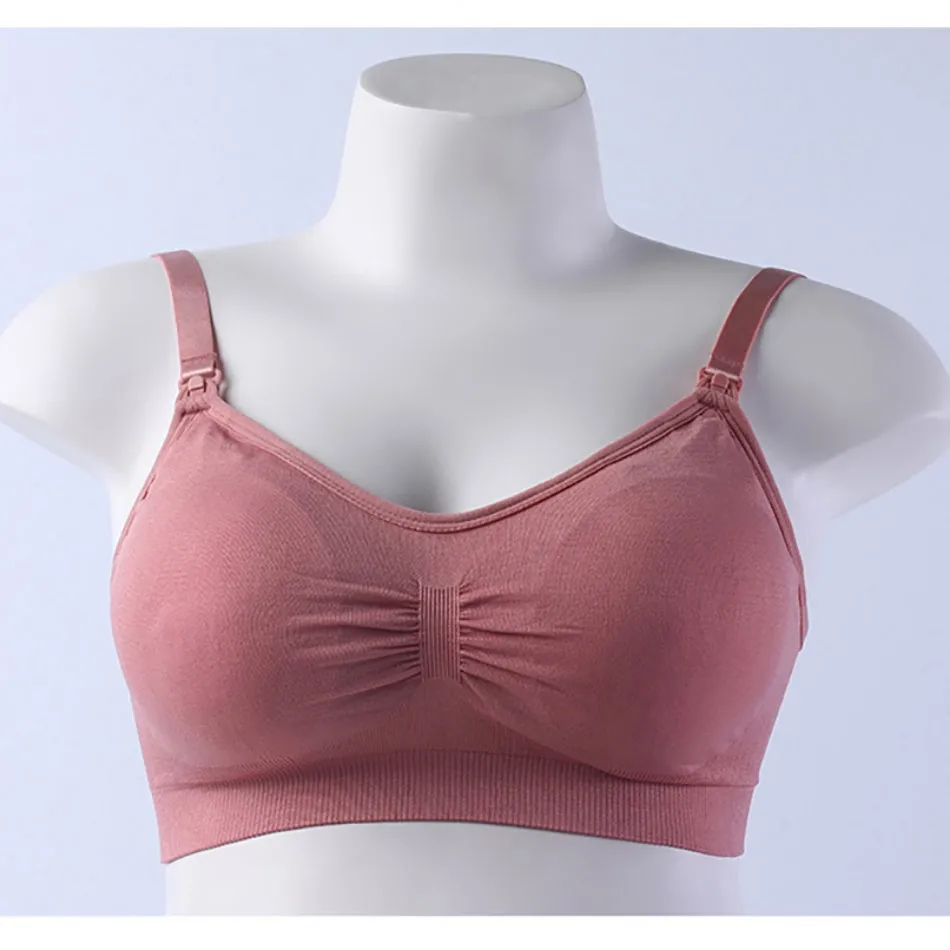 Fivela Aberta Amamentação Sutiã, Roupa Interior com Anel Removível, Dupla Camada, Sem Costura, Top, Sem Anel de Aço