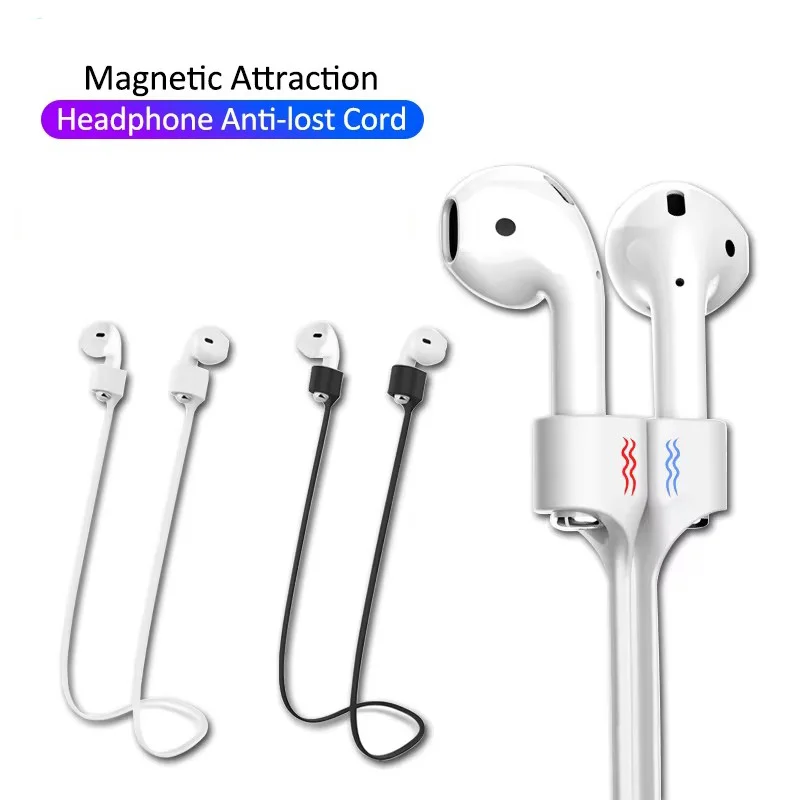 Miękkie silikonowe słuchawki douszne z liną magnetyczną zapobiegającą zgubieniu dla Apple Airpods 2 1 3 Air Pods Pro Bluetooth Bezprzewodowe słuchawki douszne Pasek