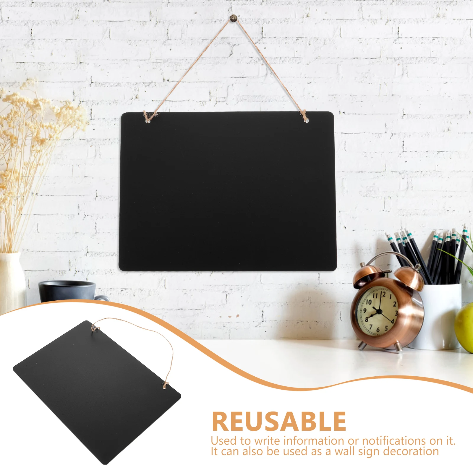 Double Sided Blackboard Chalkboard Sign Message Board Wall Decor Hanging Display Reusable Erasable Writing Tags Presentation
