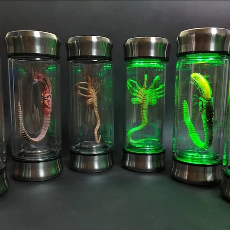 외계인 글로우 항아리 Xenomorph 표본 Facehugger 배아 유리 항아리 영화 복제 복제 홈 장식 데스크탑 공예 조각 장식