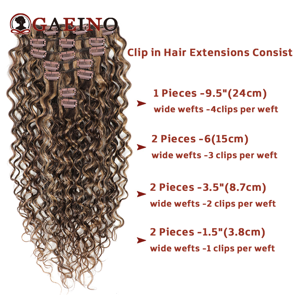 Extensiones de cabello con Clip ondulado con agua, cabello humano Real, 7 unidades/juego, resalta castaño y Rubio bronceado, extensiones de cabello con Clip rizado