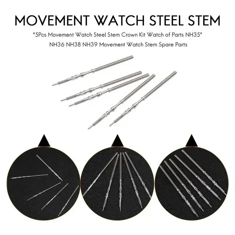 10 pçs 5 pçs movimento relógio haste de aço coroa kit relógio de peças nh35 nh36 nh38 nh39 movimento relógio haste peças reposição