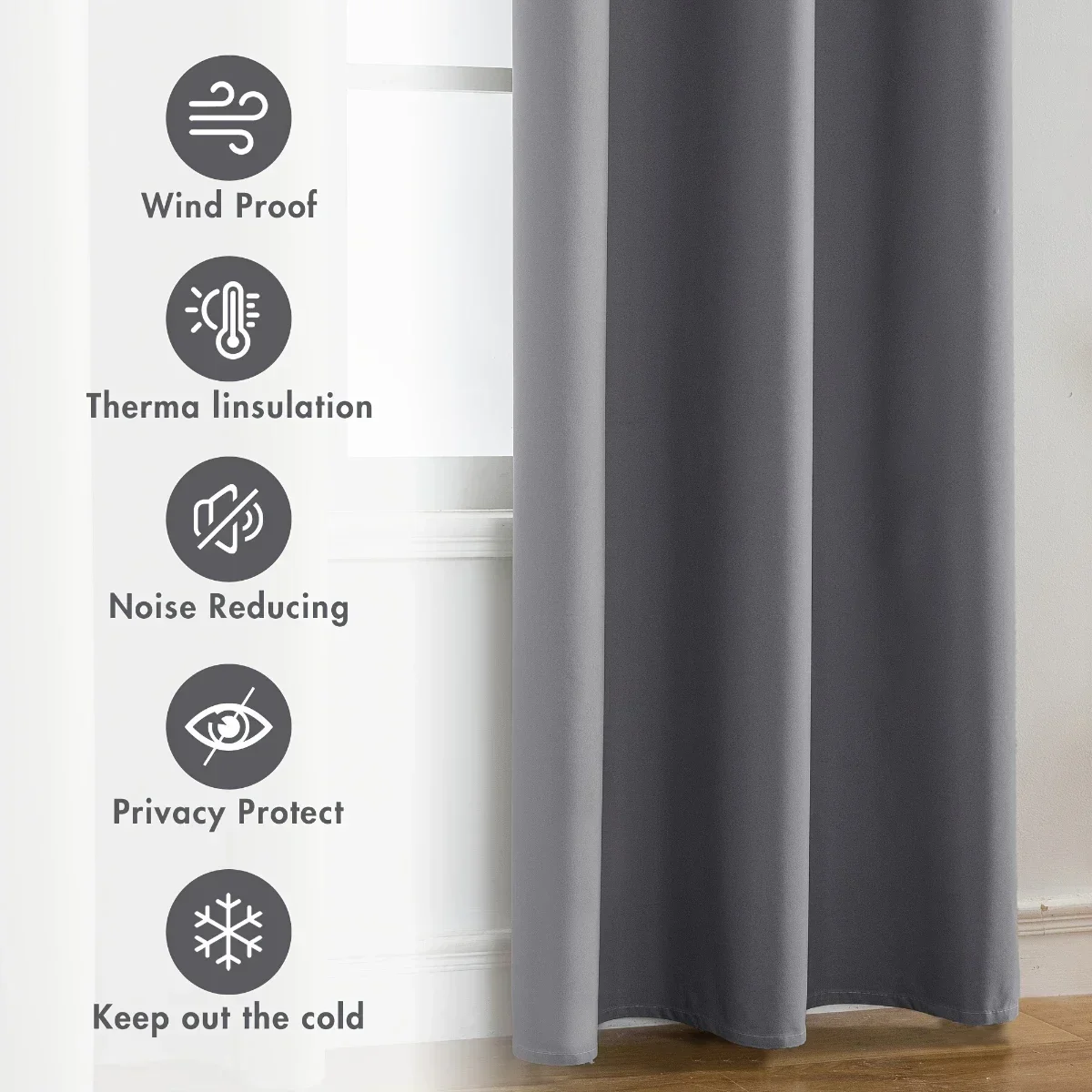 2 Stück moderner Verdunkelungsvorhang aus 100 % mit beschichtetem Futter, solide Fenstervorhänge für Schlafzimmer, Wohnzimmer, Esszimmer, Heimdekoration