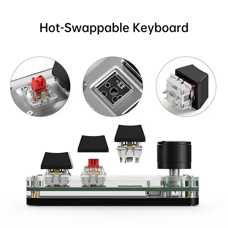 Mini Mechanical Keyboard 3 Keys 1 Knob USB RGB Macro Keyboard Gaming Custom Programming Knob Keyboard Portable For Photoshop
