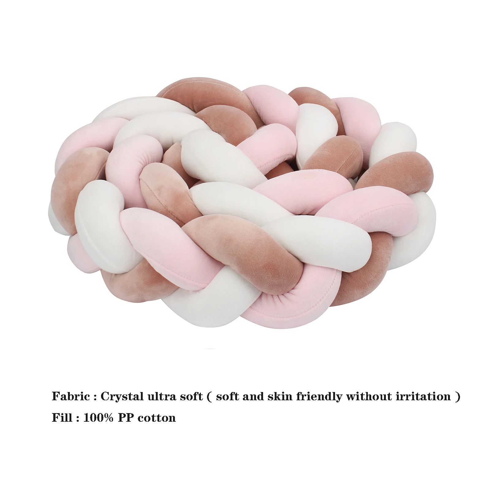 1-4M เตียงเด็กกันชน Handmade Knotted Braid ทอผ้า Plush Crib Protector ทารก Knot หมอนเด็กตกแต่งห้อง