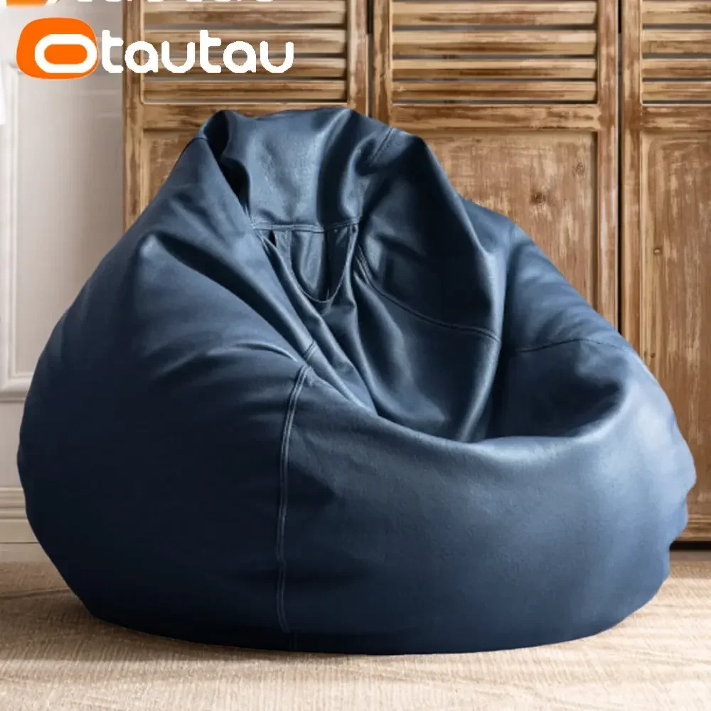 OTAUTAU gefüllte 70 cm Kunstleder-Sitzsacksofas mit Füllstoff, bequemes Sitzsack-Sofa, Puff-Bodensitz, Chaiselongue, Pouf-Stuhl DD004