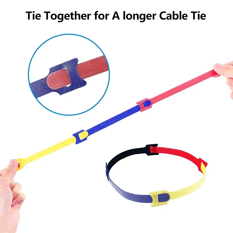 100 pz Rilasciabile Organizzatore di Cavi Fascette Mouse Auricolari Gestione dei Cavi Fascette in Nylon Riutilizzabili Loop Hoop Cinghie di Nastro Cravatta