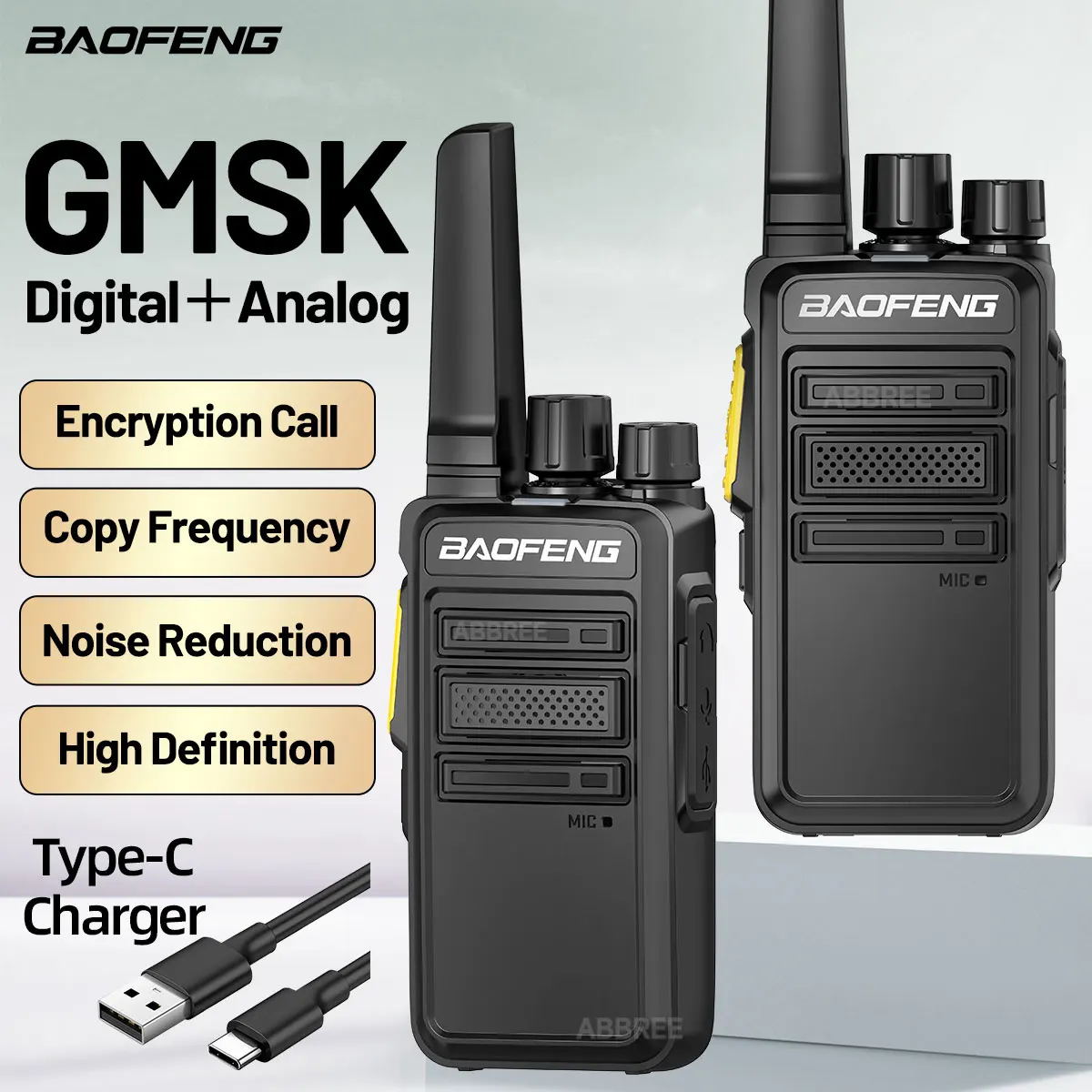 2X BAOFENG BF-V12D GMSK Walkie Talkies digitales frecuencia de copia UHF reducción de ruido tipo C para BF-888S VT-C2 Radio bidireccional