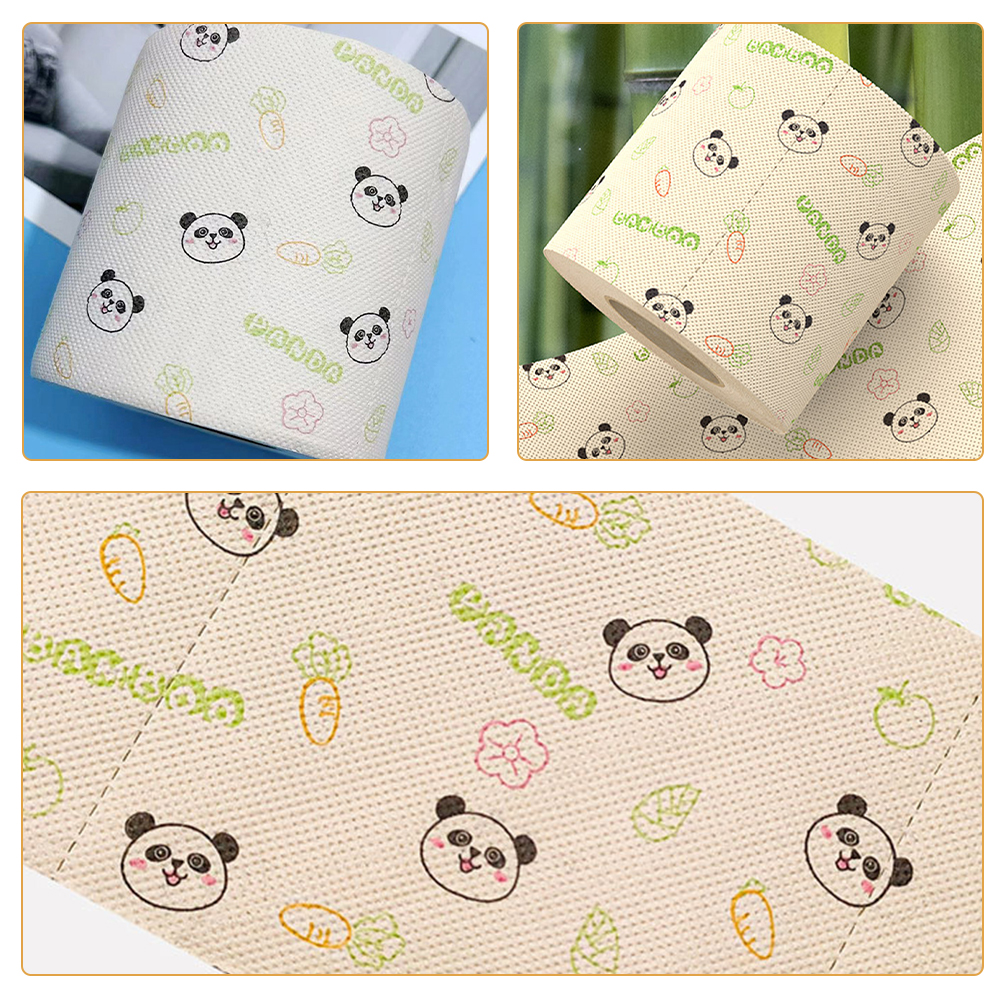 Fancy Patterned Toilet Paper Bamboo Printed Roll Towels Vivid Panda Design Soft Bathroom Tissue Rolls Home Office