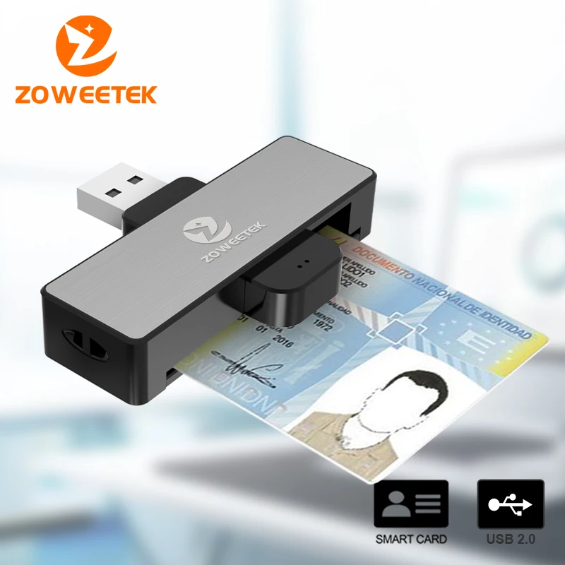 Zoweetek USB-A ID Leitor de Cartão Inteligente Leitor DNI Eletrônico para Chip DNIE DNI Cartão Inteligente ZW-12026-4