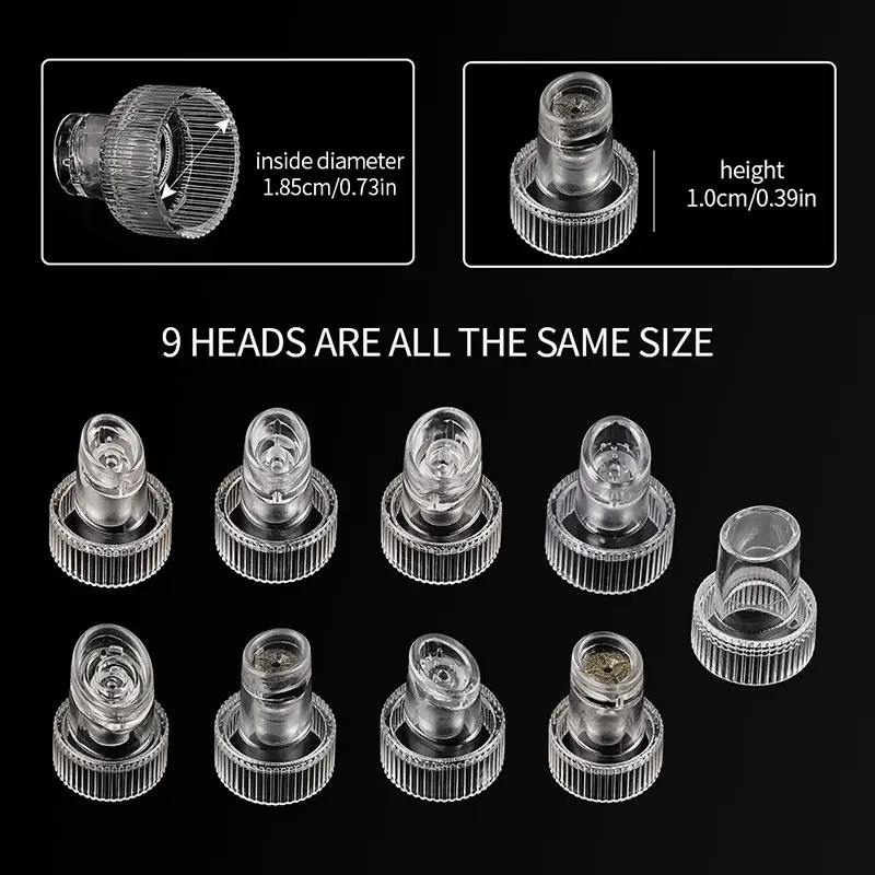 Puntas de plástico de hidrodermoabrasión de repuesto para cabezal, 9 Uds., para agua H2O2, oxígeno, Jet Peel, accesorios de microdermoabrasión hidrafacial