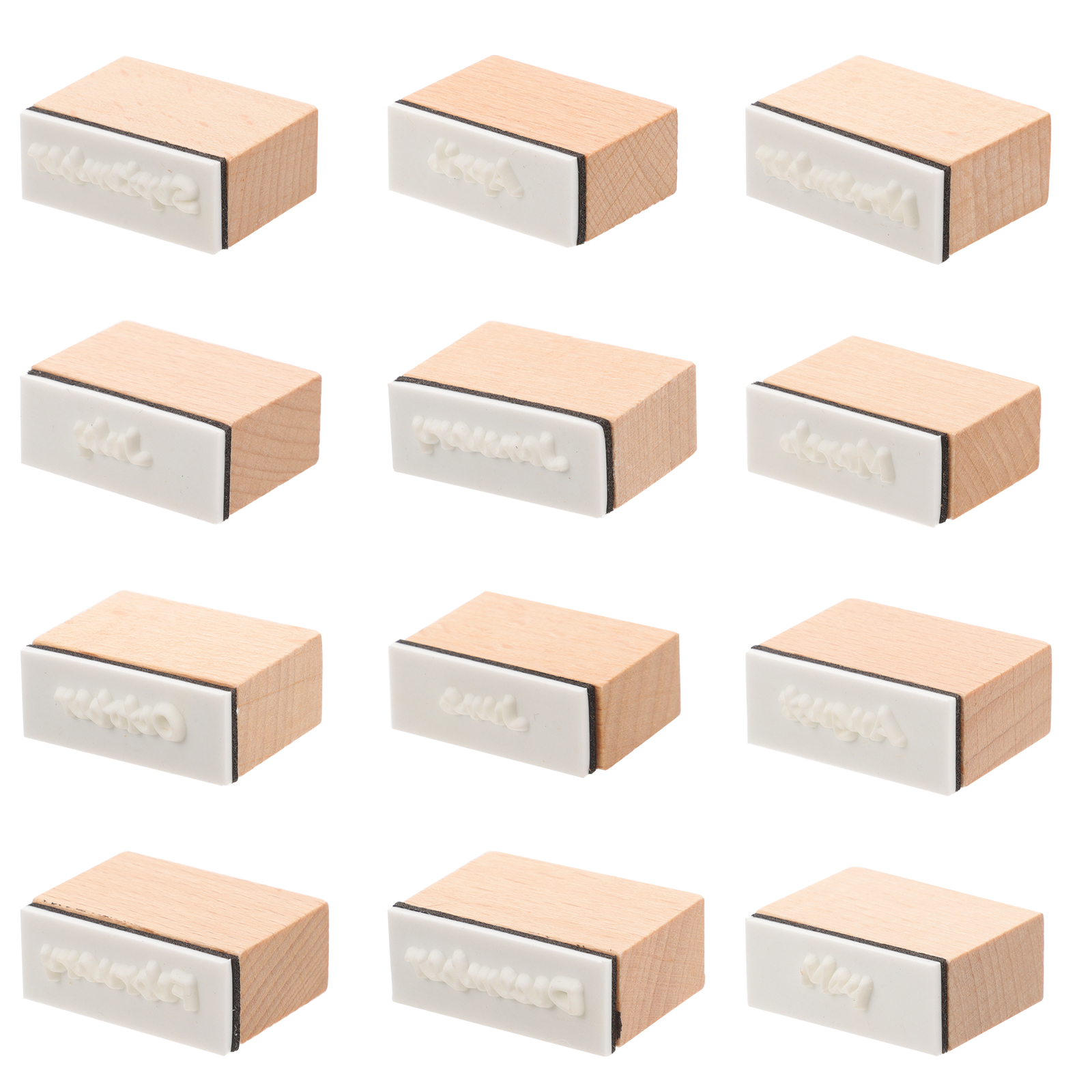 木製スタンプセット マンスリーアルファベットスタンプ ハンドアカウント DIY クラフト ラバー 12 ヶ月 男