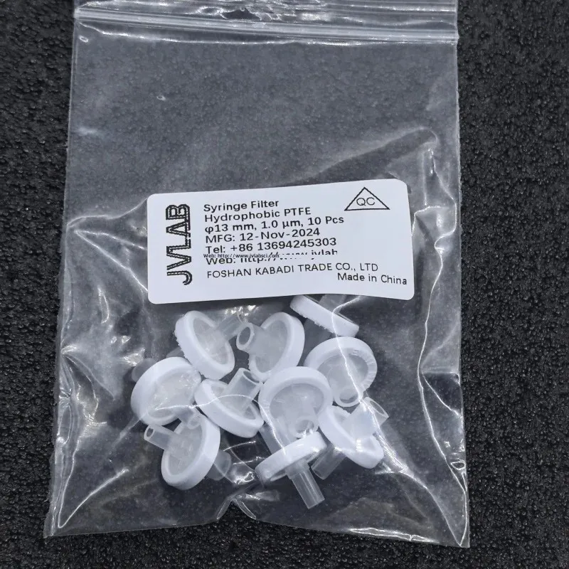 Filtro de jeringa de PTFE hidrofóbico, diámetro de bloqueo 13mm 0,22 0,45 0,8 1 1,2 3 5 10 micrones, filtro de aguja de filtración 10/PK