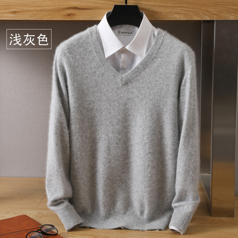 100% puro vison cashmere camisola com decote em v pulôver de malha tamanho grande camisola de vison inverno novos topos manga longa moda highend