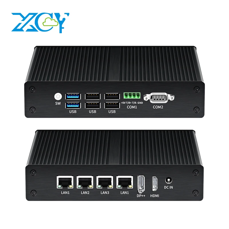 Fanless Industarial Mini PC Intel N100 4x 2.5G Ethernet RS485 RS232 6x USB M.2 Slot Expansion Windows Linux OpenWrt RouterOS