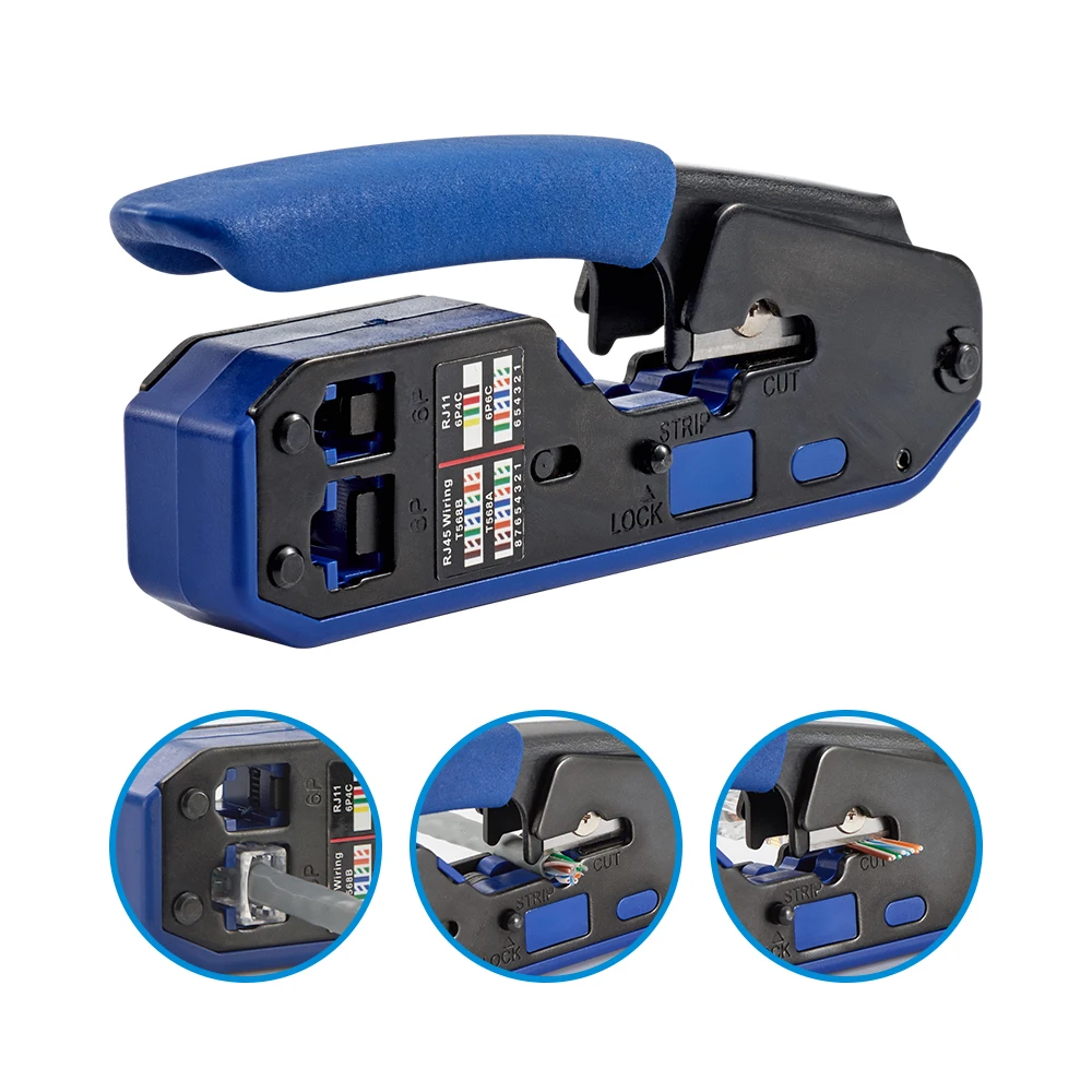 RJ45 Crimpwerkzeuge Set Netzwerkkabel Cat6 Cat5e Cat5 Crimpzange Abisolierzange Schneider Ethernet Clip Zange RJ45/12/11 Stecker