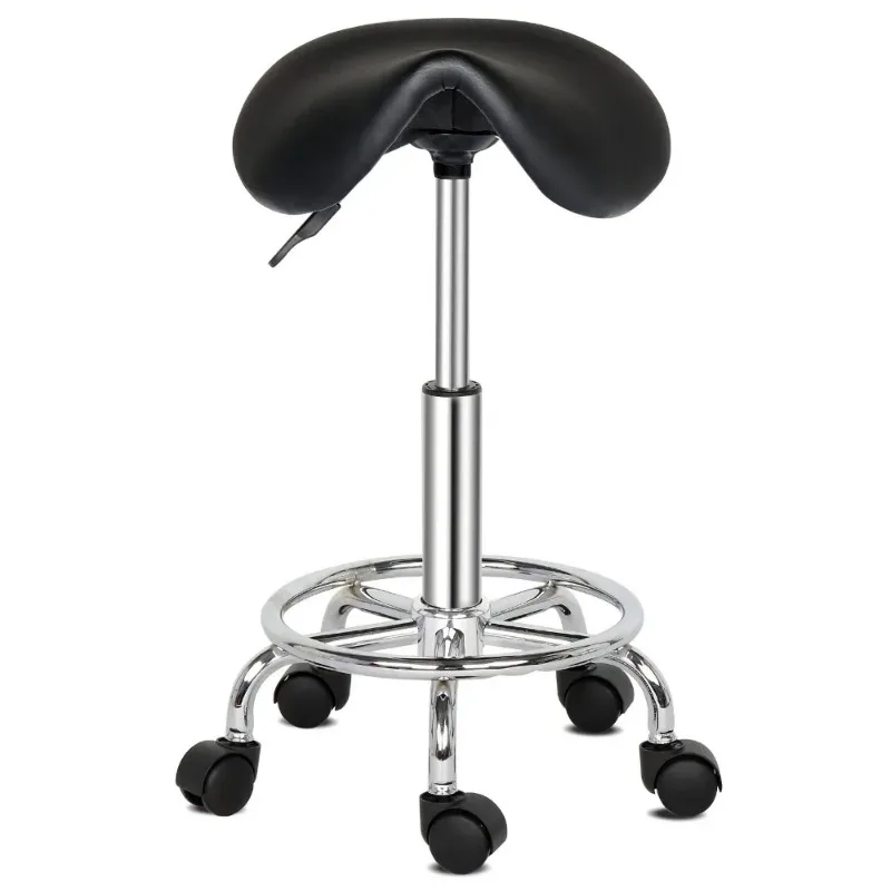 Rotating Saddle Stool Black Bar Stool for Pet Grooming Table Adjustable Height