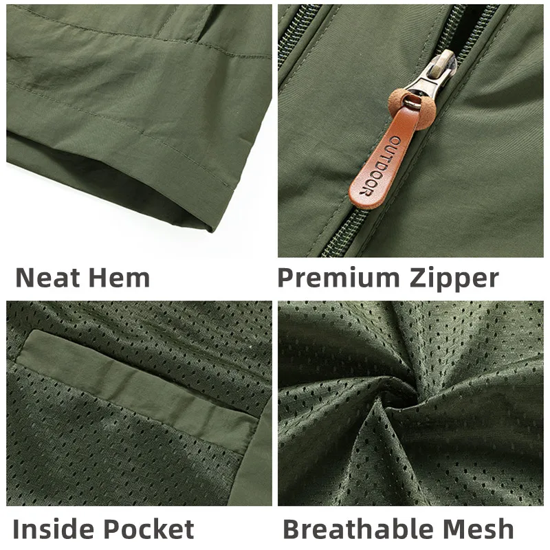 Chaquetas cortavientos impermeables para hombre Naturehike, chaqueta táctica informal para senderismo, abrigo a prueba de viento con capucha y múltiples bolsillos para pesca