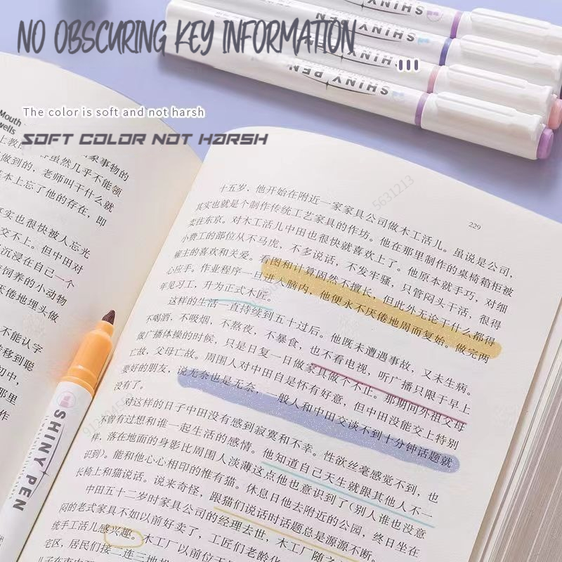 4 Colors/box Kawaii Glitter Highlighter Pen Pastel Fine Pastel Highlighter Marker Scrapbook Painted Stationery School Supplies